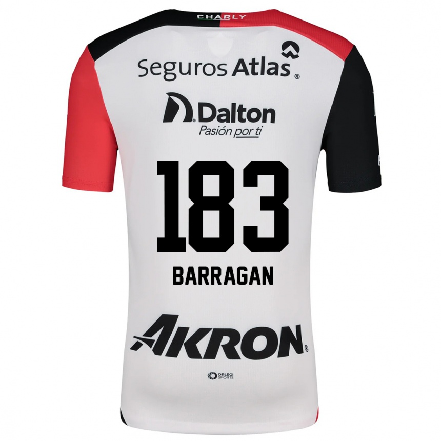 Kids Football Roberto Barragán #183 White Red Black Away Jersey 2024/25 T-Shirt Uk