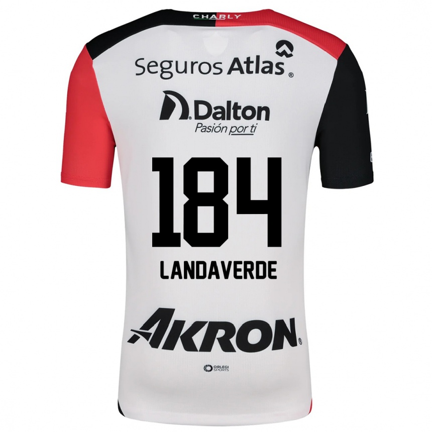 Kids Football Antero Landaverde #184 White Red Black Away Jersey 2024/25 T-Shirt Uk