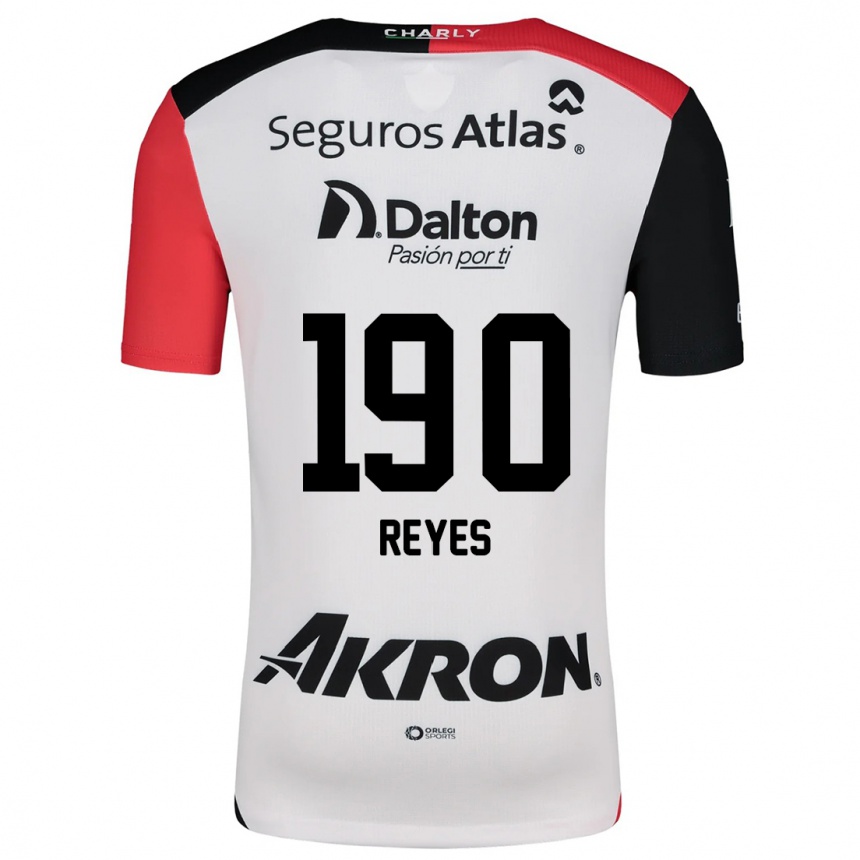 Kids Football Óscar Reyes #190 White Red Black Away Jersey 2024/25 T-Shirt Uk