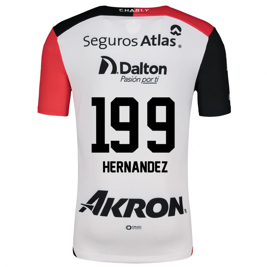 Kids Football Sergio Hernández #199 White Red Black Away Jersey 2024/25 T-Shirt Uk