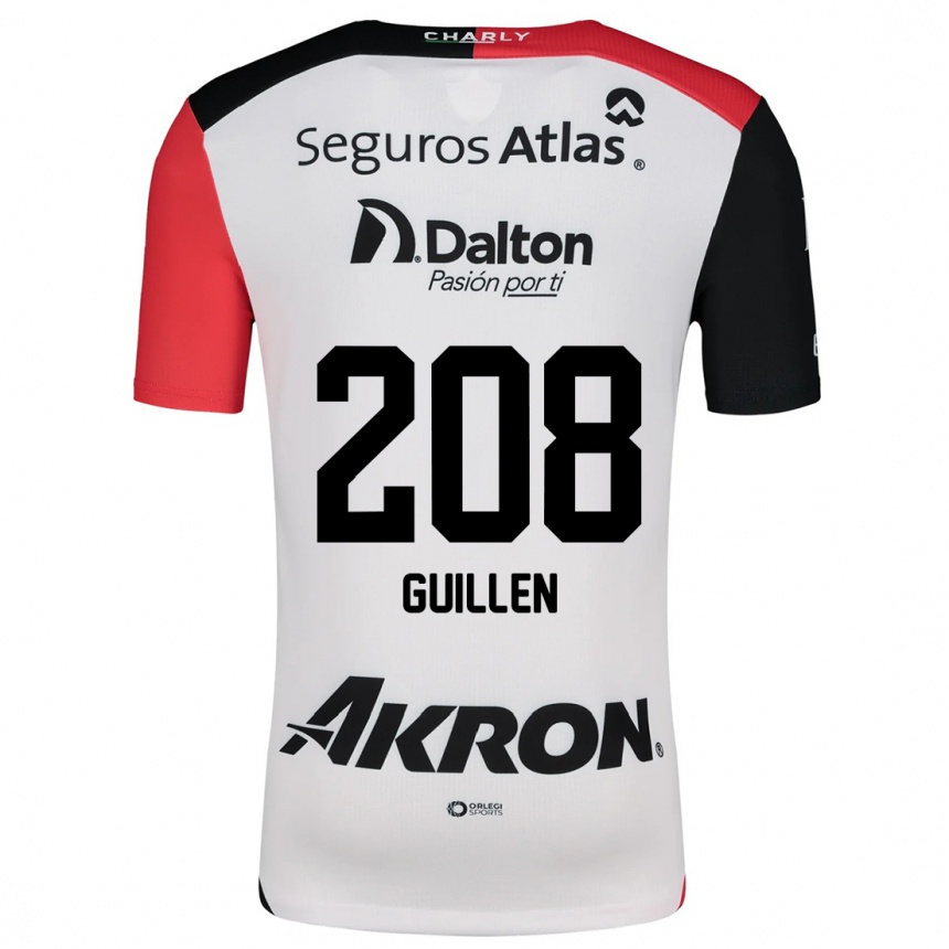 Kids Football Jesús Guillén #208 White Red Black Away Jersey 2024/25 T-Shirt Uk