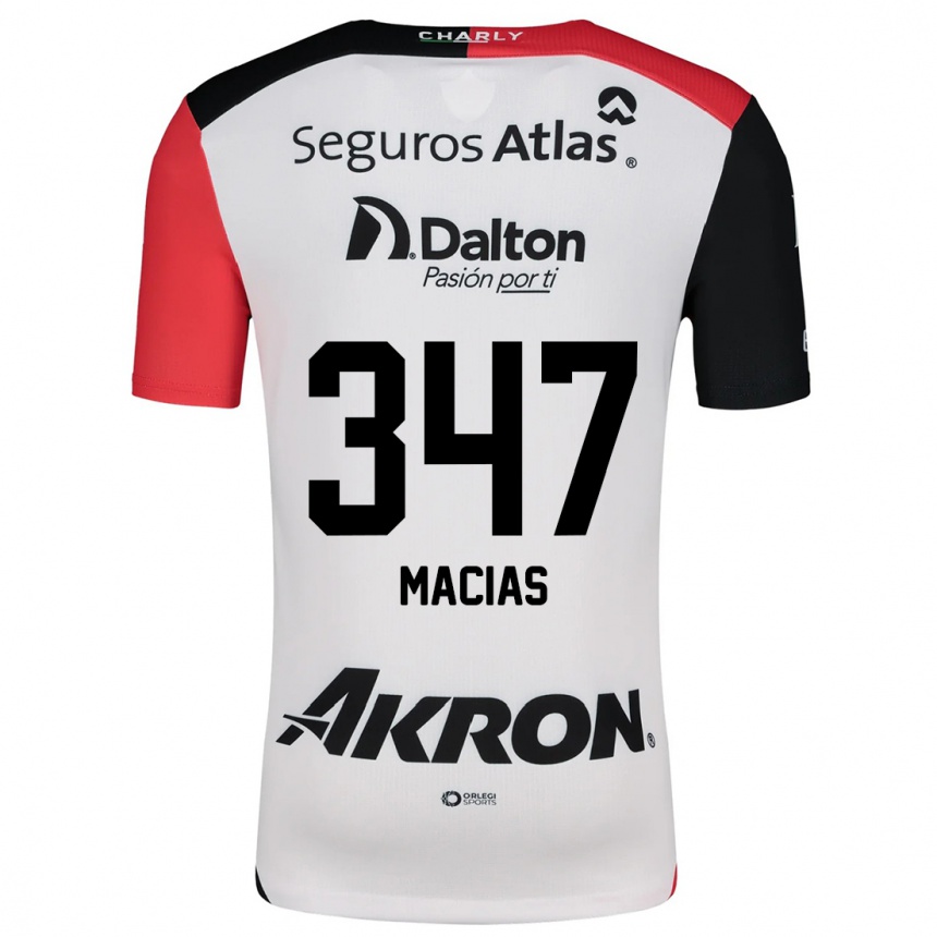 Kids Football Ángel Macías #347 White Red Black Away Jersey 2024/25 T-Shirt Uk