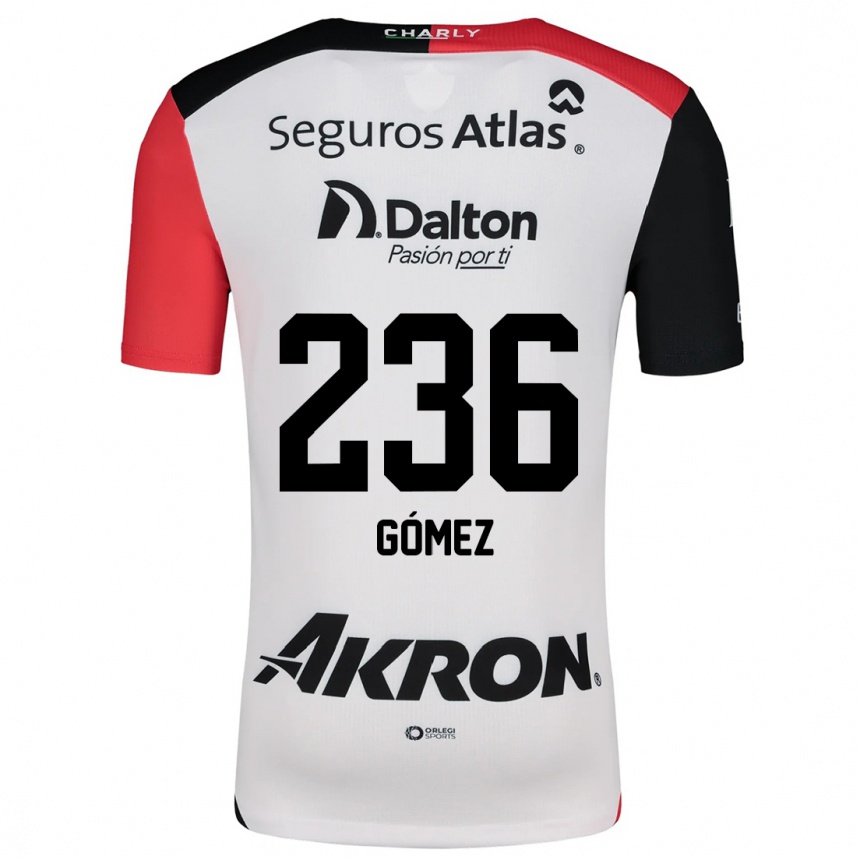 Kids Football José Gómez #236 White Red Black Away Jersey 2024/25 T-Shirt Uk