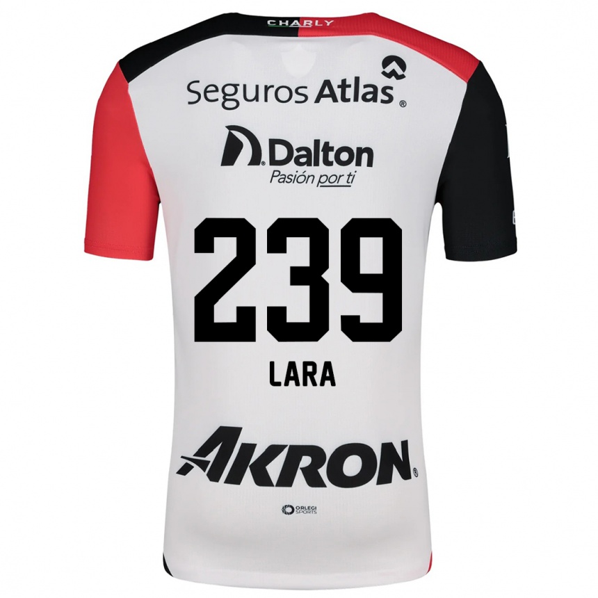 Kids Football Guadalupe Lara #239 White Red Black Away Jersey 2024/25 T-Shirt Uk