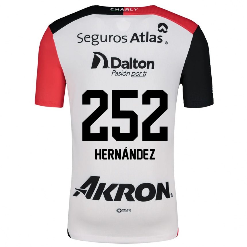 Kids Football Luis Hernández #252 White Red Black Away Jersey 2024/25 T-Shirt Uk