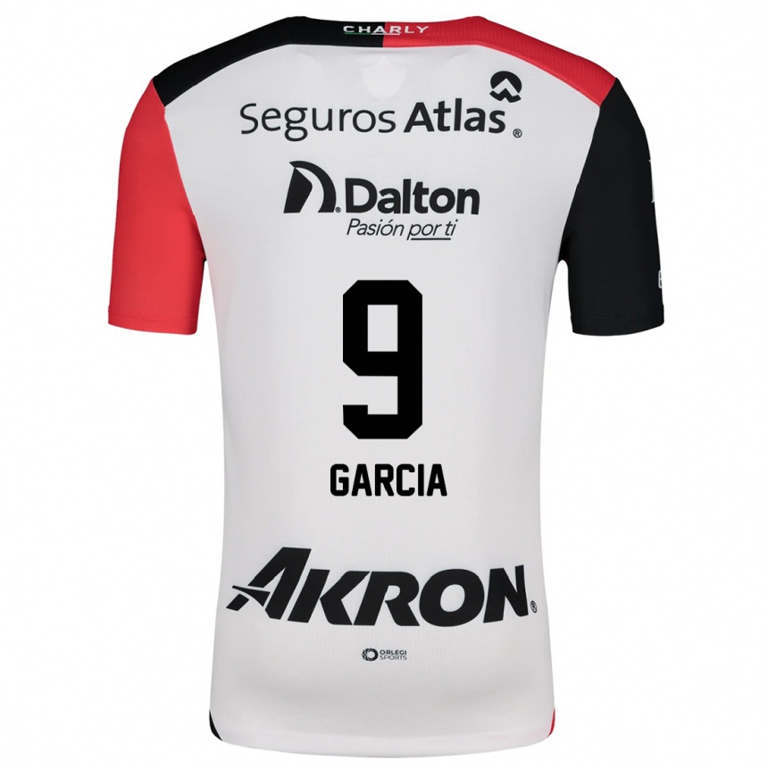 Kids Football Marcia García #9 White Red Black Away Jersey 2024/25 T-Shirt Uk