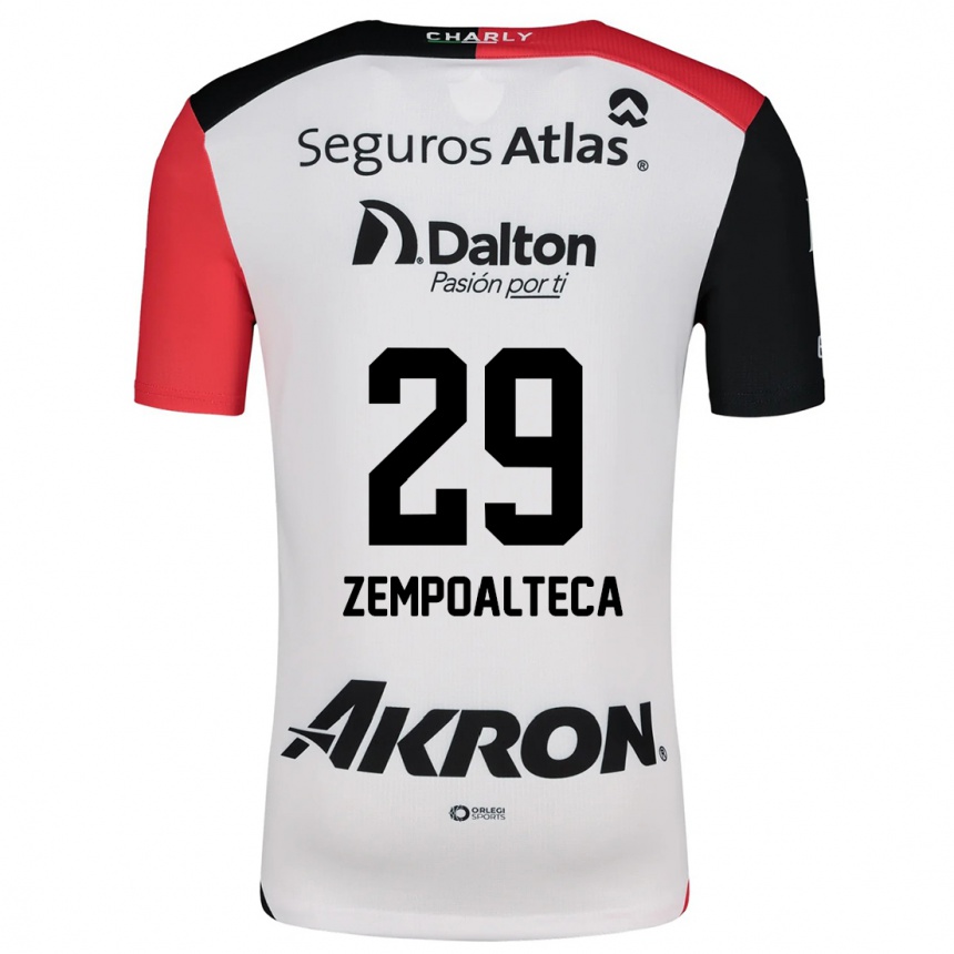 Kids Football Karla Zempoalteca #29 White Red Black Away Jersey 2024/25 T-Shirt Uk