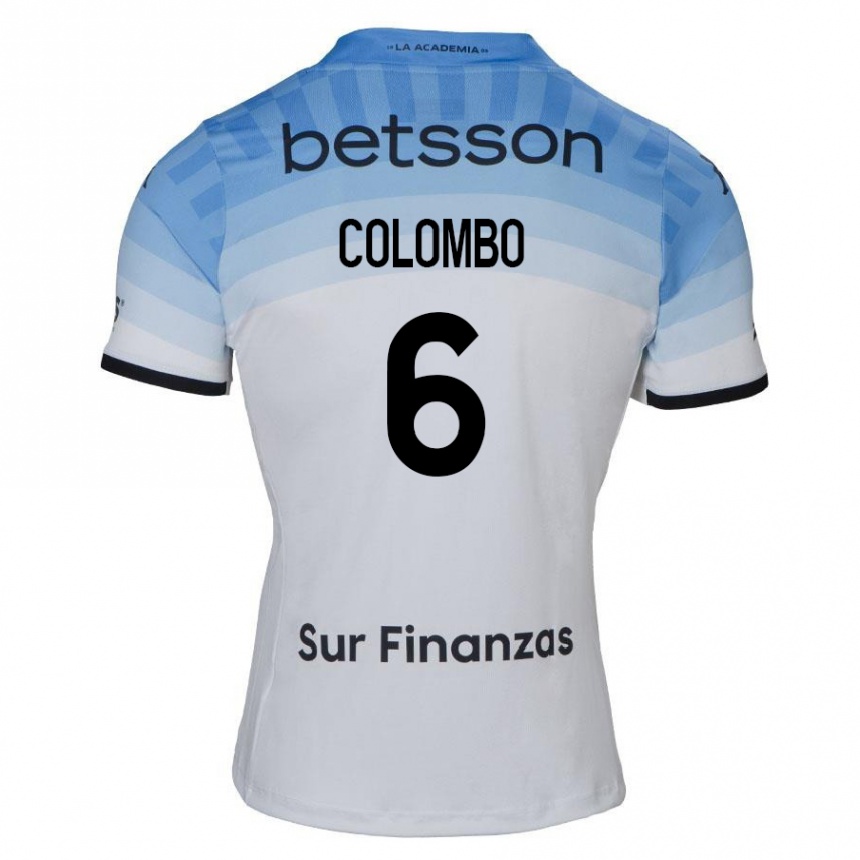 Kids Football Nazareno Colombo #6 White Blue Black Away Jersey 2024/25 T-Shirt Uk