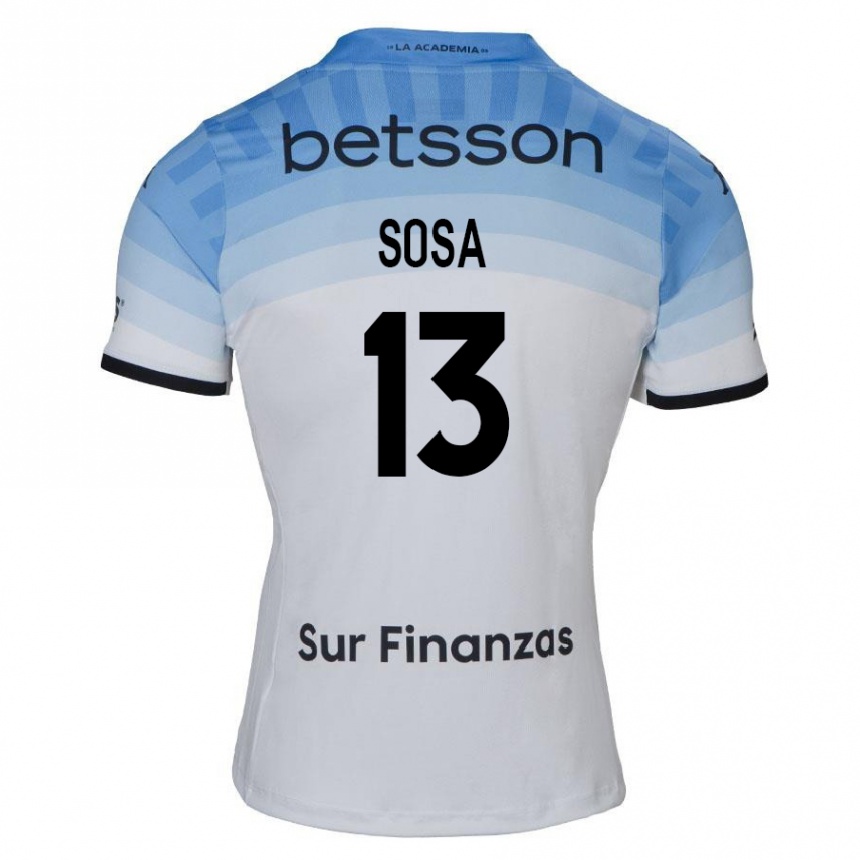 Kids Football Santiago Sosa #13 White Blue Black Away Jersey 2024/25 T-Shirt Uk