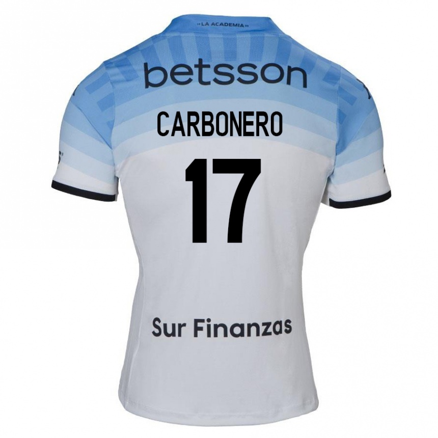 Kids Football Johan Carbonero #17 White Blue Black Away Jersey 2024/25 T-Shirt Uk