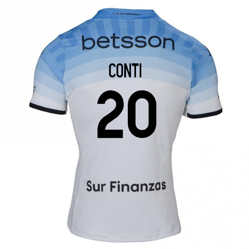 Kids Football Germán Conti #20 White Blue Black Away Jersey 2024/25 T-Shirt Uk