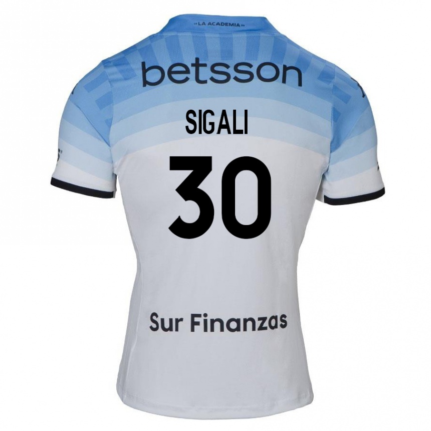 Kids Football Leonardo Sigali #30 White Blue Black Away Jersey 2024/25 T-Shirt Uk