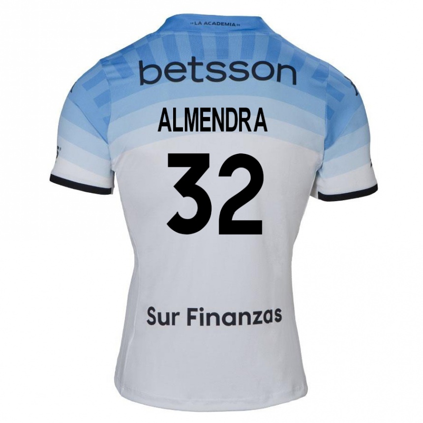 Kids Football Agustín Almendra #32 White Blue Black Away Jersey 2024/25 T-Shirt Uk