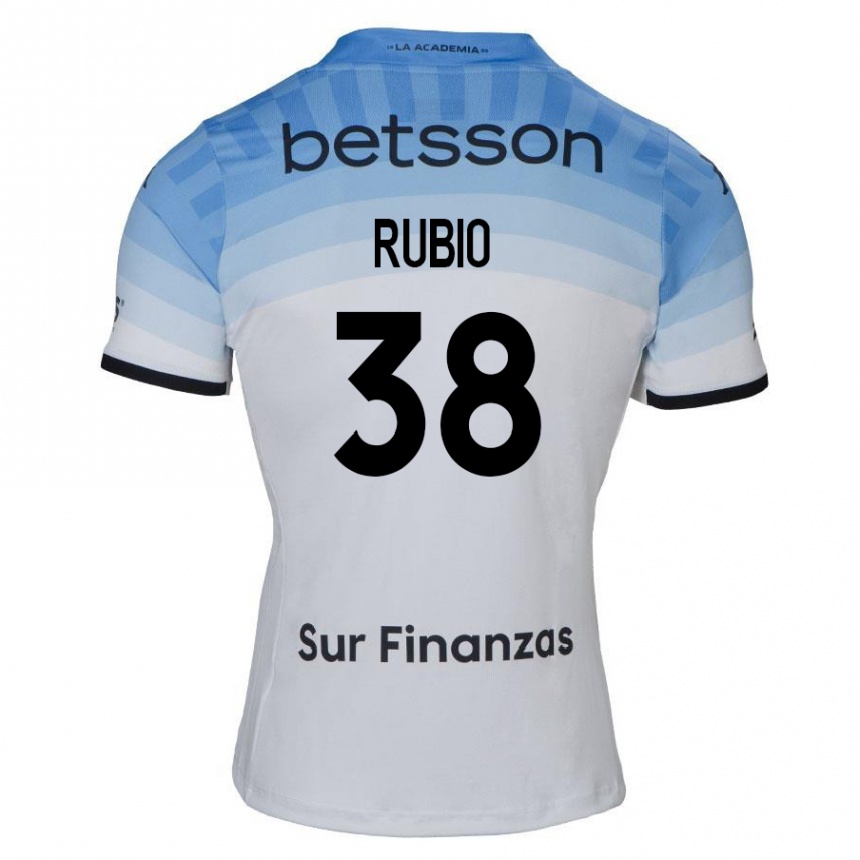 Kids Football Tobías Rubio #38 White Blue Black Away Jersey 2024/25 T-Shirt Uk