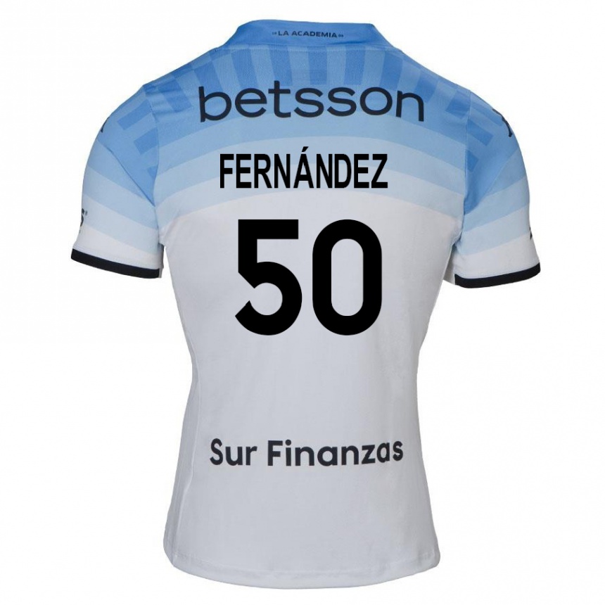 Kids Football Román Fernández #50 White Blue Black Away Jersey 2024/25 T-Shirt Uk