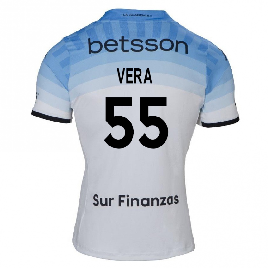 Kids Football Santino Vera #55 White Blue Black Away Jersey 2024/25 T-Shirt Uk