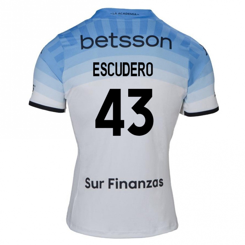 Kids Football Gonzalo Escudero #43 White Blue Black Away Jersey 2024/25 T-Shirt Uk