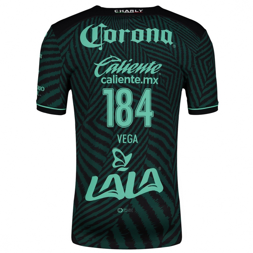 Kids Football Luis Vega #184 Black Green Away Jersey 2024/25 T-Shirt Uk