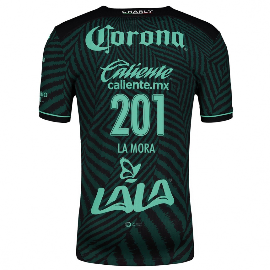 Kids Football Luis De La Mora #201 Black Green Away Jersey 2024/25 T-Shirt Uk