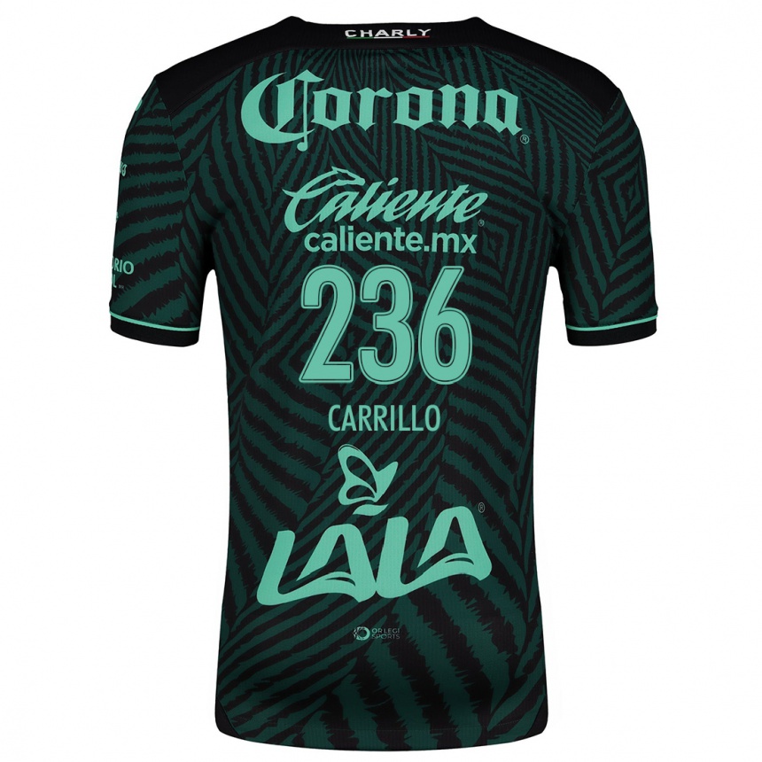 Kids Football Fernando Carrillo #236 Black Green Away Jersey 2024/25 T-Shirt Uk