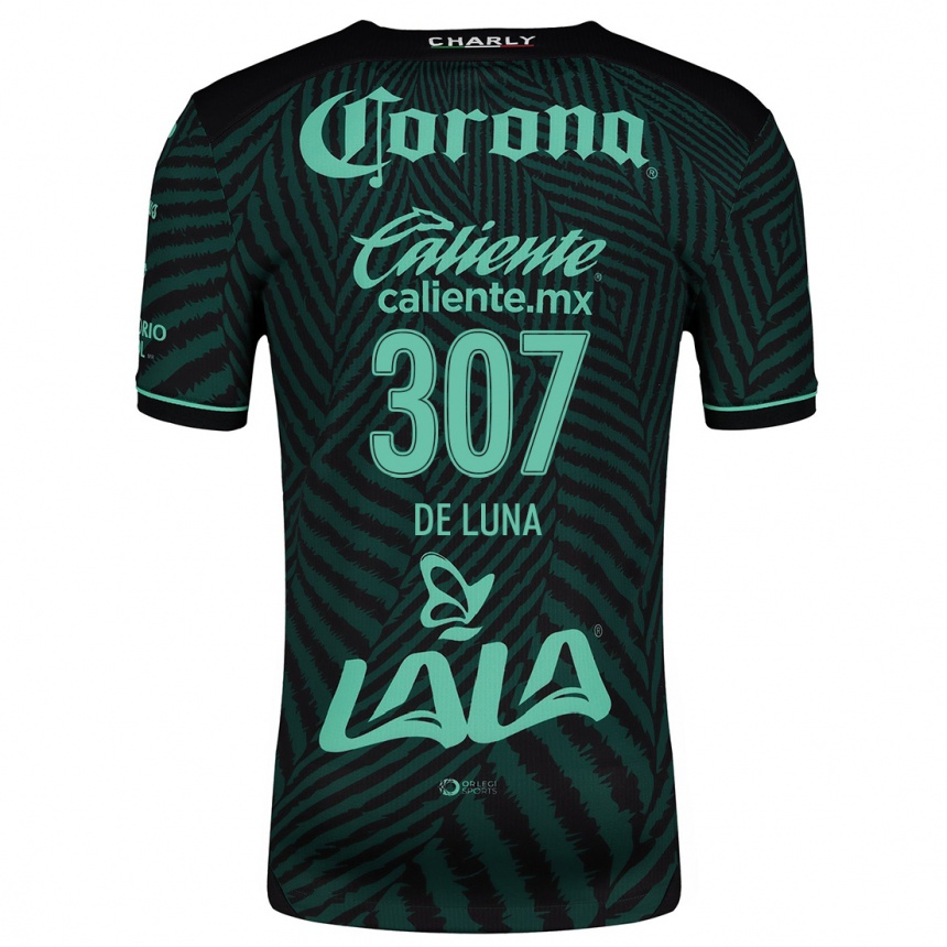 Kids Football Eduardo De Luna #307 Black Green Away Jersey 2024/25 T-Shirt Uk