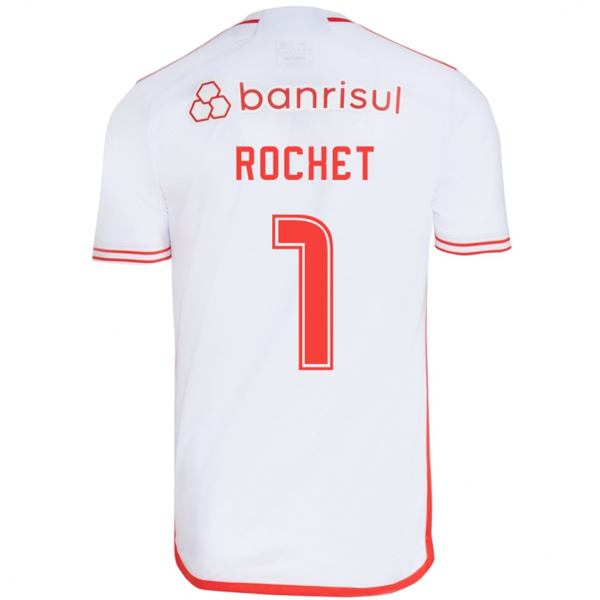 Kids Football Sergio Rochet #1 White Red Away Jersey 2024/25 T-Shirt Uk