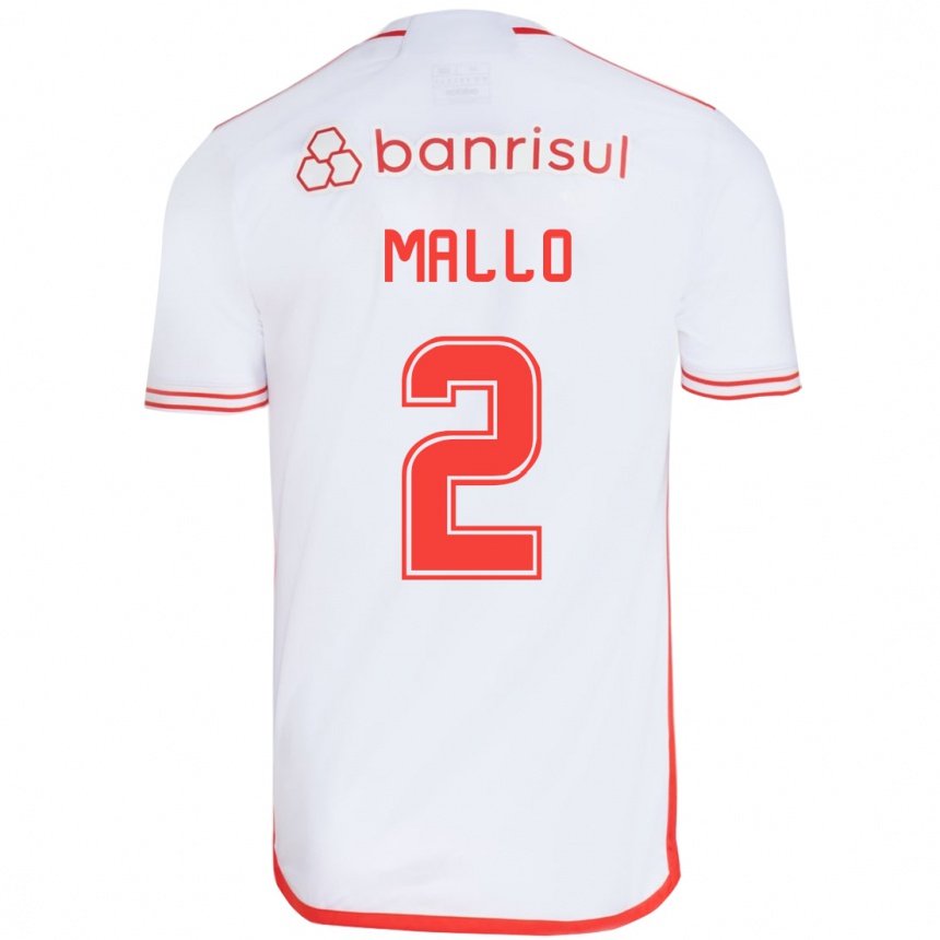 Kids Football Hugo Mallo #2 White Red Away Jersey 2024/25 T-Shirt Uk