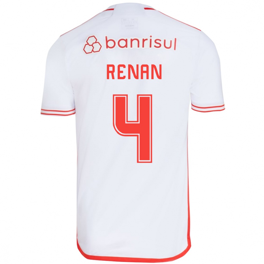 Kids Football Robert Renan #4 White Red Away Jersey 2024/25 T-Shirt Uk