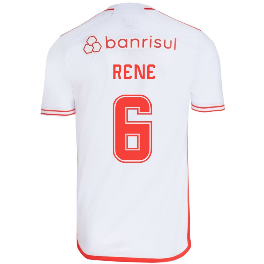 Kids Football Renê #6 White Red Away Jersey 2024/25 T-Shirt Uk