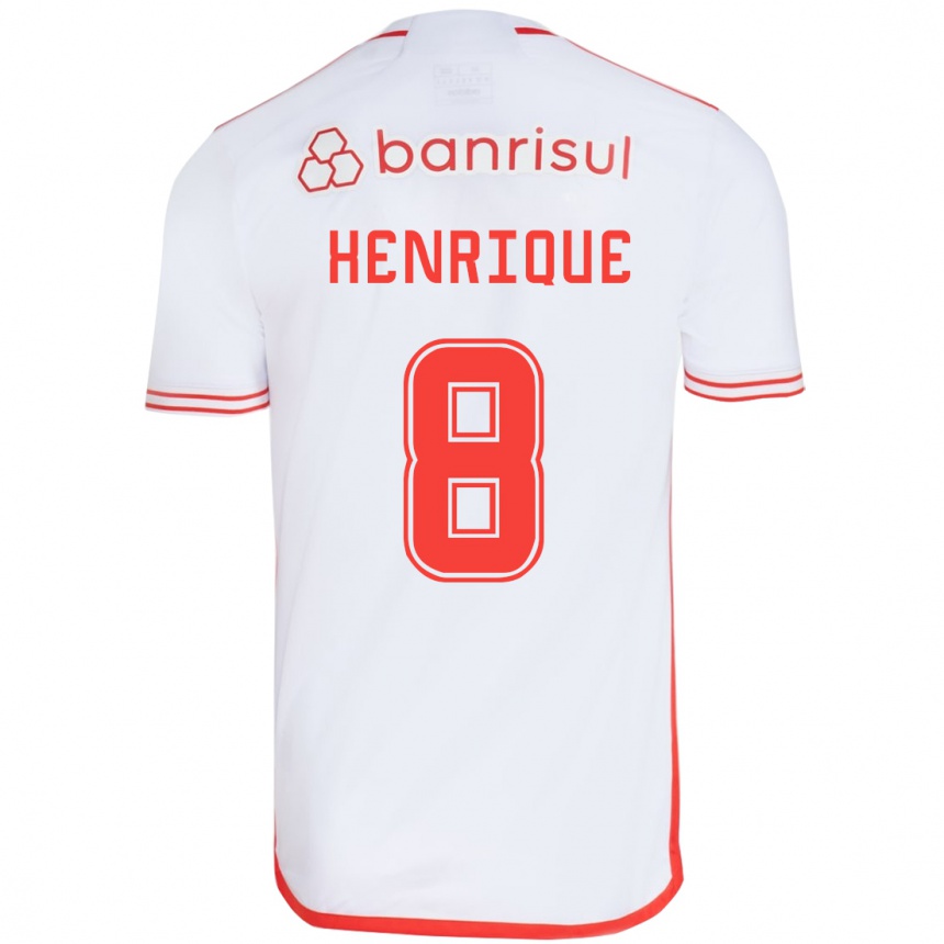 Kids Football Bruno Henrique #8 White Red Away Jersey 2024/25 T-Shirt Uk