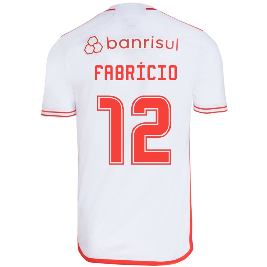 Kids Football Fabrício #12 White Red Away Jersey 2024/25 T-Shirt Uk