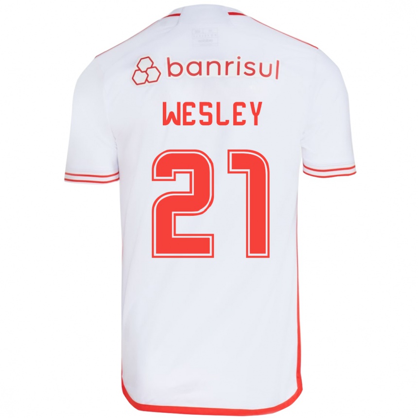 Kids Football Wesley #21 White Red Away Jersey 2024/25 T-Shirt Uk