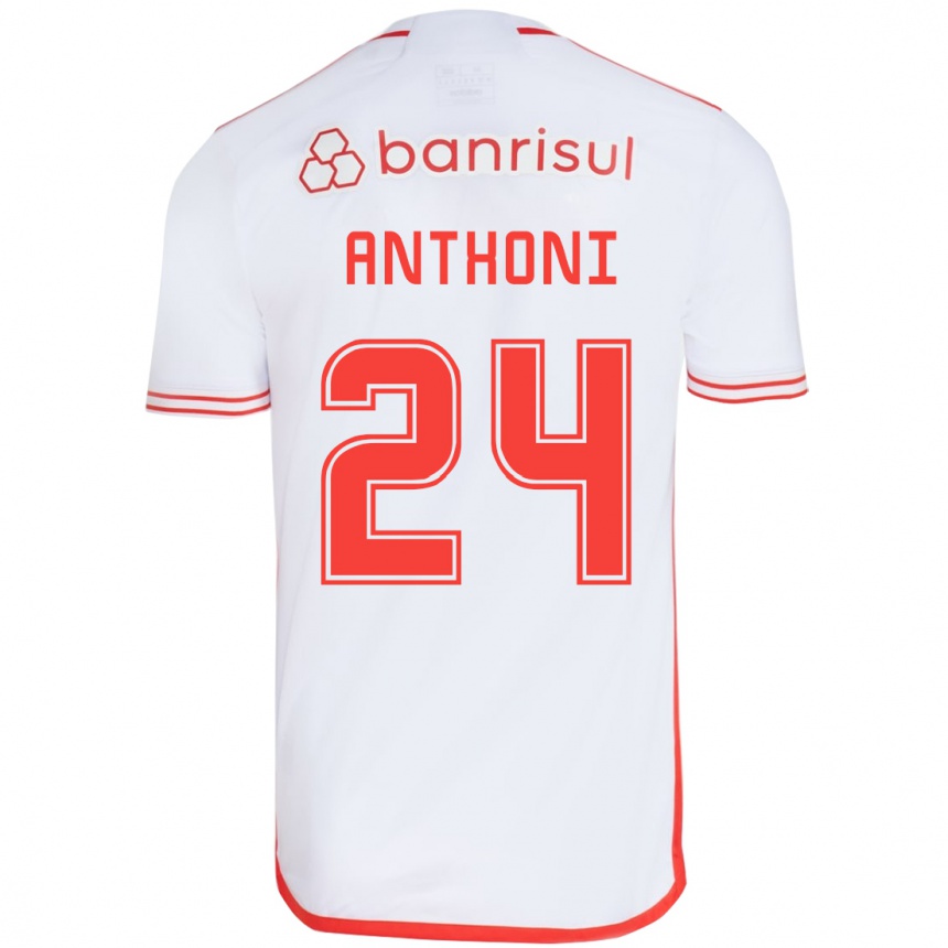 Kids Football Anthoni #24 White Red Away Jersey 2024/25 T-Shirt Uk