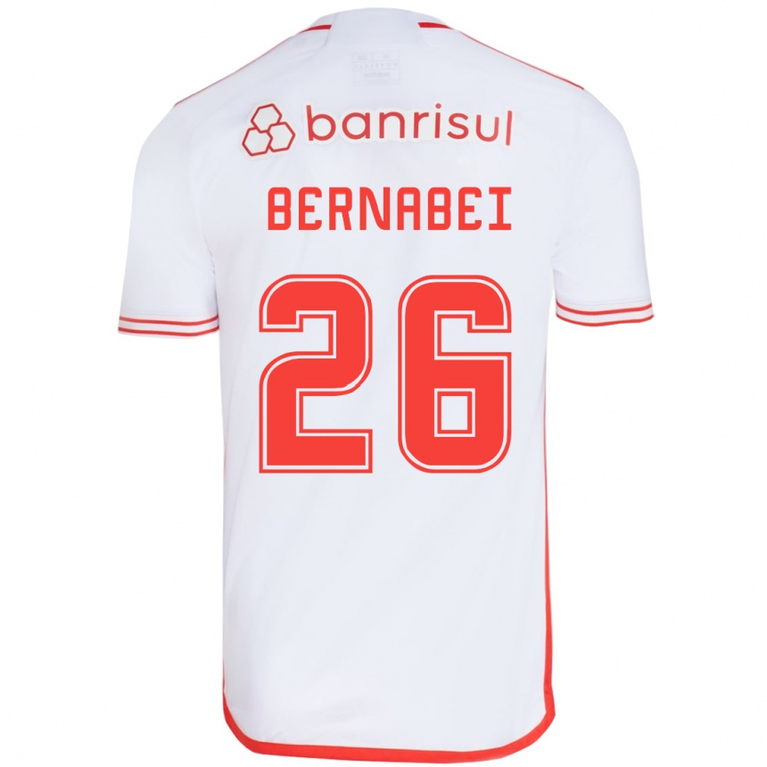 Kids Football Alexandro Bernabéi #26 White Red Away Jersey 2024/25 T-Shirt Uk