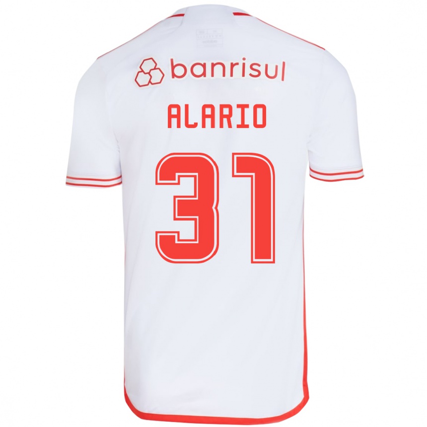 Kids Football Lucas Alario #31 White Red Away Jersey 2024/25 T-Shirt Uk