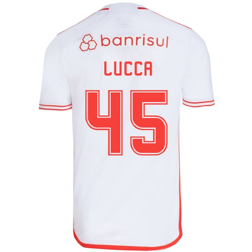 Kids Football Lucca #45 White Red Away Jersey 2024/25 T-Shirt Uk