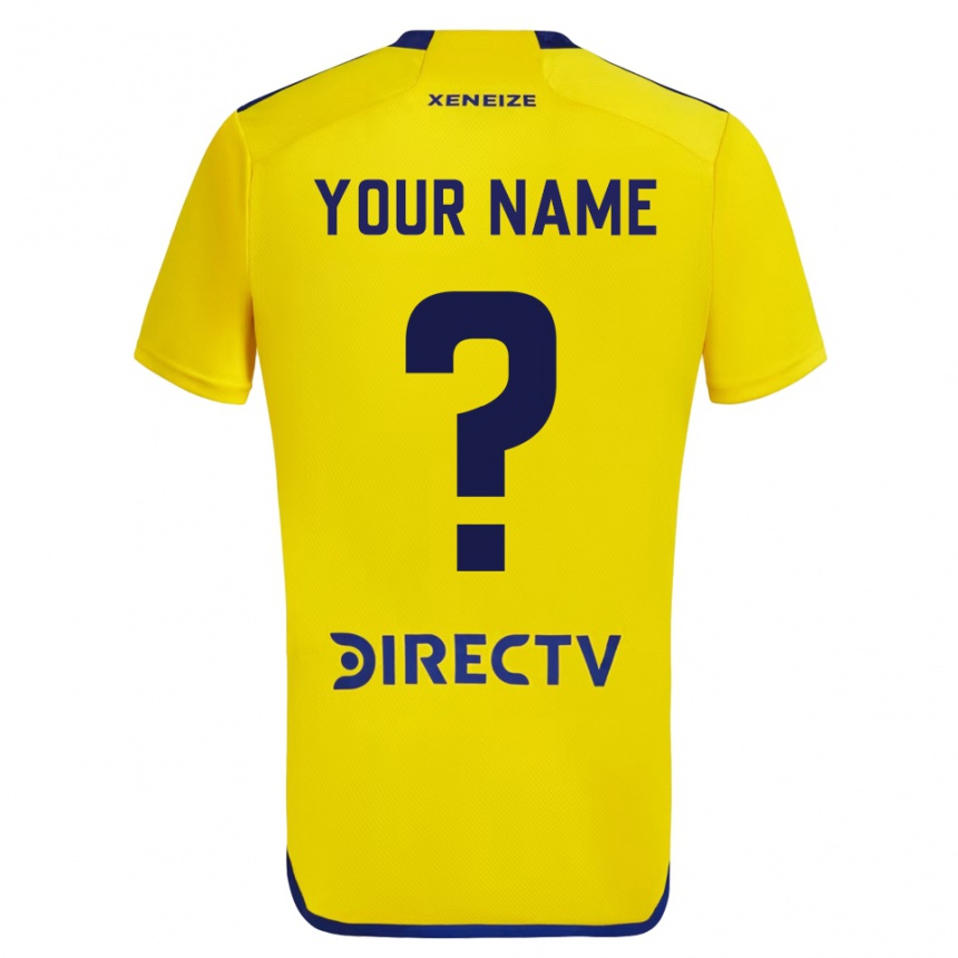 Kids Football Your Name #0 Yellow Blue Away Jersey 2024/25 T-Shirt Uk