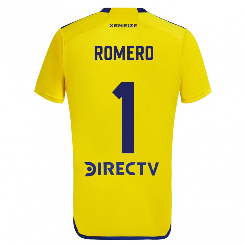 Kids Football Sergio Romero #1 Yellow Blue Away Jersey 2024/25 T-Shirt Uk