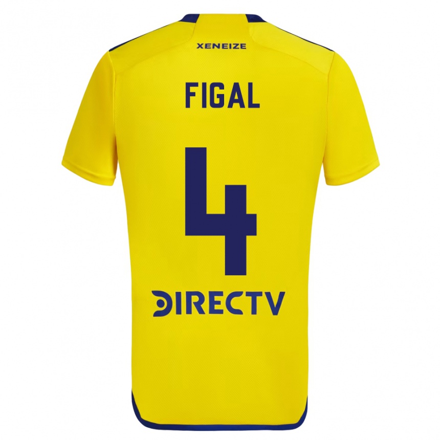 Kids Football Nicolás Figal #4 Yellow Blue Away Jersey 2024/25 T-Shirt Uk