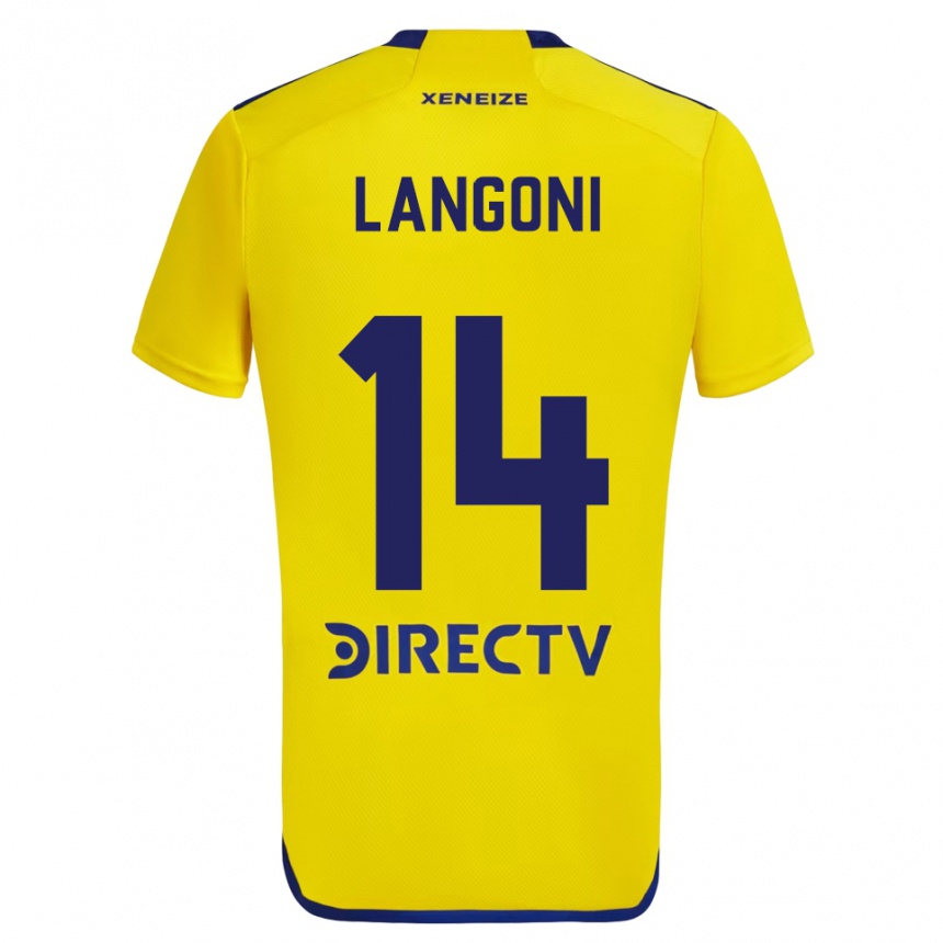 Kids Football Luca Langoni #14 Yellow Blue Away Jersey 2024/25 T-Shirt Uk