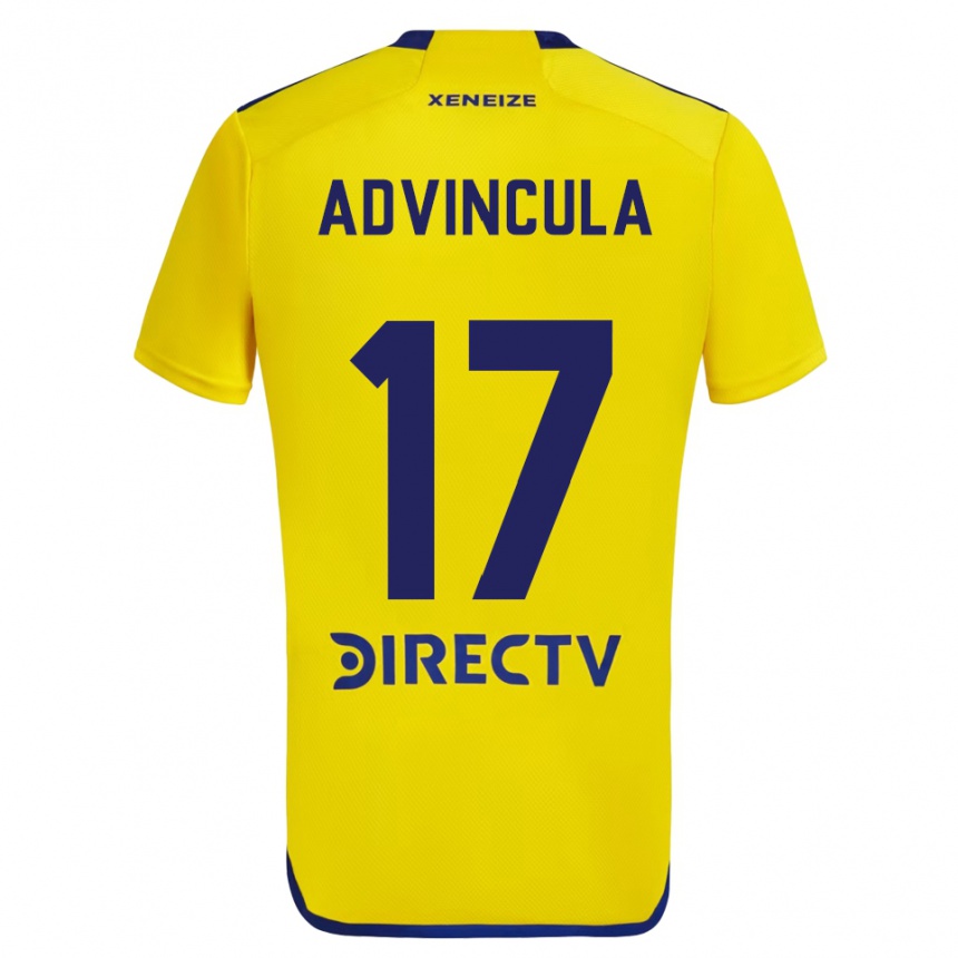 Kids Football Luis Advíncula #17 Yellow Blue Away Jersey 2024/25 T-Shirt Uk