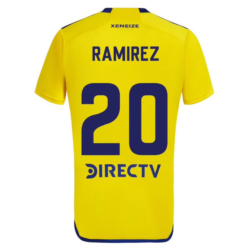 Kids Football Juan Ramírez #20 Yellow Blue Away Jersey 2024/25 T-Shirt Uk