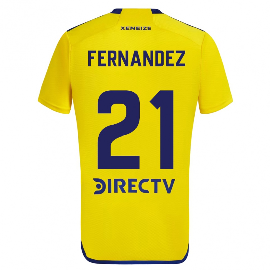 Kids Football Ezequiel Fernández #21 Yellow Blue Away Jersey 2024/25 T-Shirt Uk