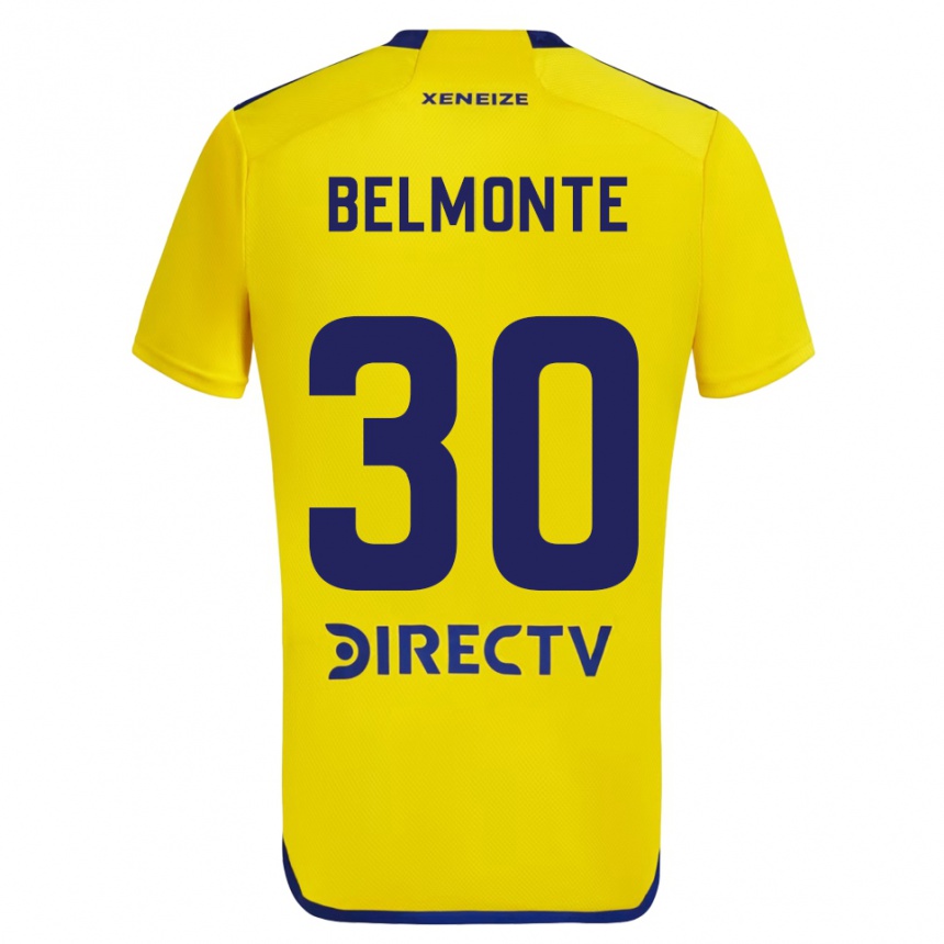 Kids Football Tomás Belmonte #30 Yellow Blue Away Jersey 2024/25 T-Shirt Uk