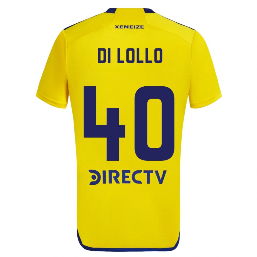 Kids Football Lautaro Di Lollo #40 Yellow Blue Away Jersey 2024/25 T-Shirt Uk