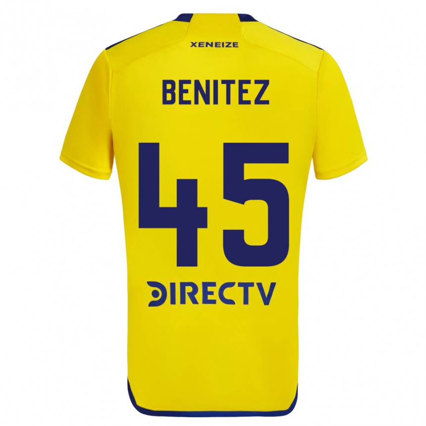 Kids Football Mauricio Benítez #45 Yellow Blue Away Jersey 2024/25 T-Shirt Uk