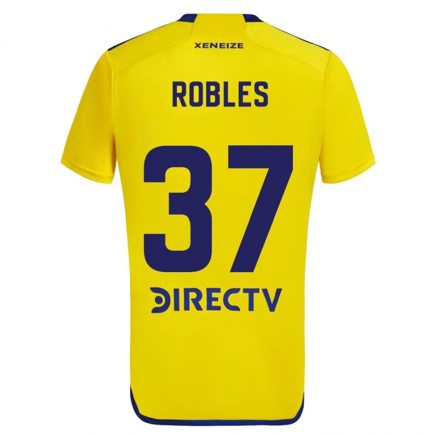 Kids Football Sebastián Díaz Robles #37 Yellow Blue Away Jersey 2024/25 T-Shirt Uk