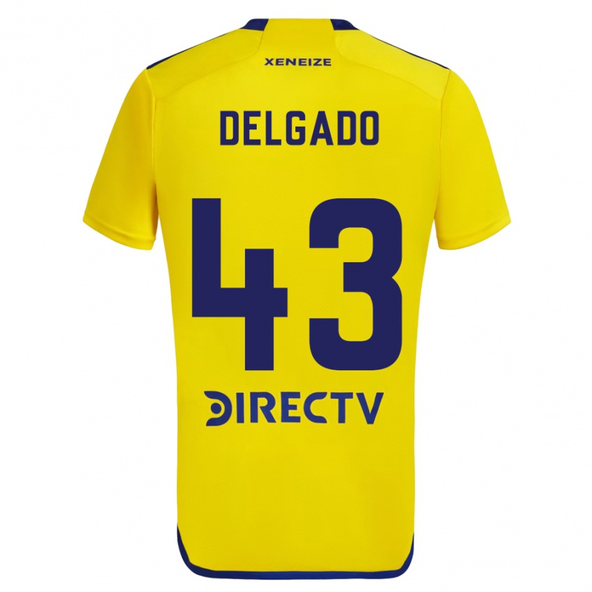 Kids Football Milton Delgado #43 Yellow Blue Away Jersey 2024/25 T-Shirt Uk