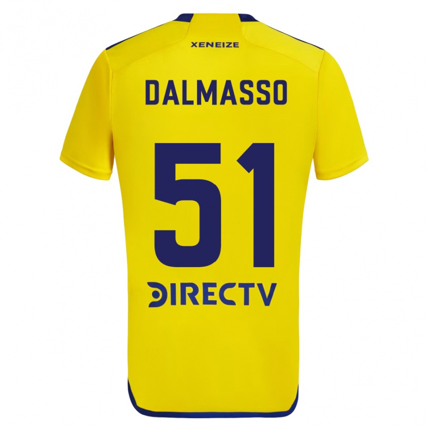 Kids Football Santiago Dalmasso #51 Yellow Blue Away Jersey 2024/25 T-Shirt Uk