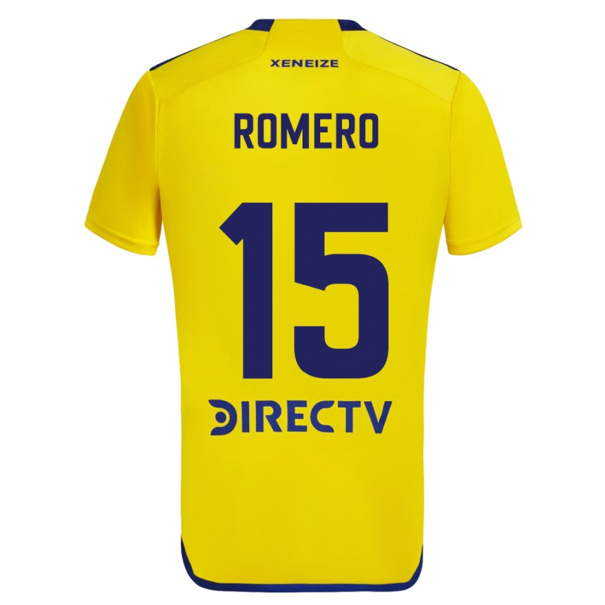 Kids Football Alejo Romero #15 Yellow Blue Away Jersey 2024/25 T-Shirt Uk